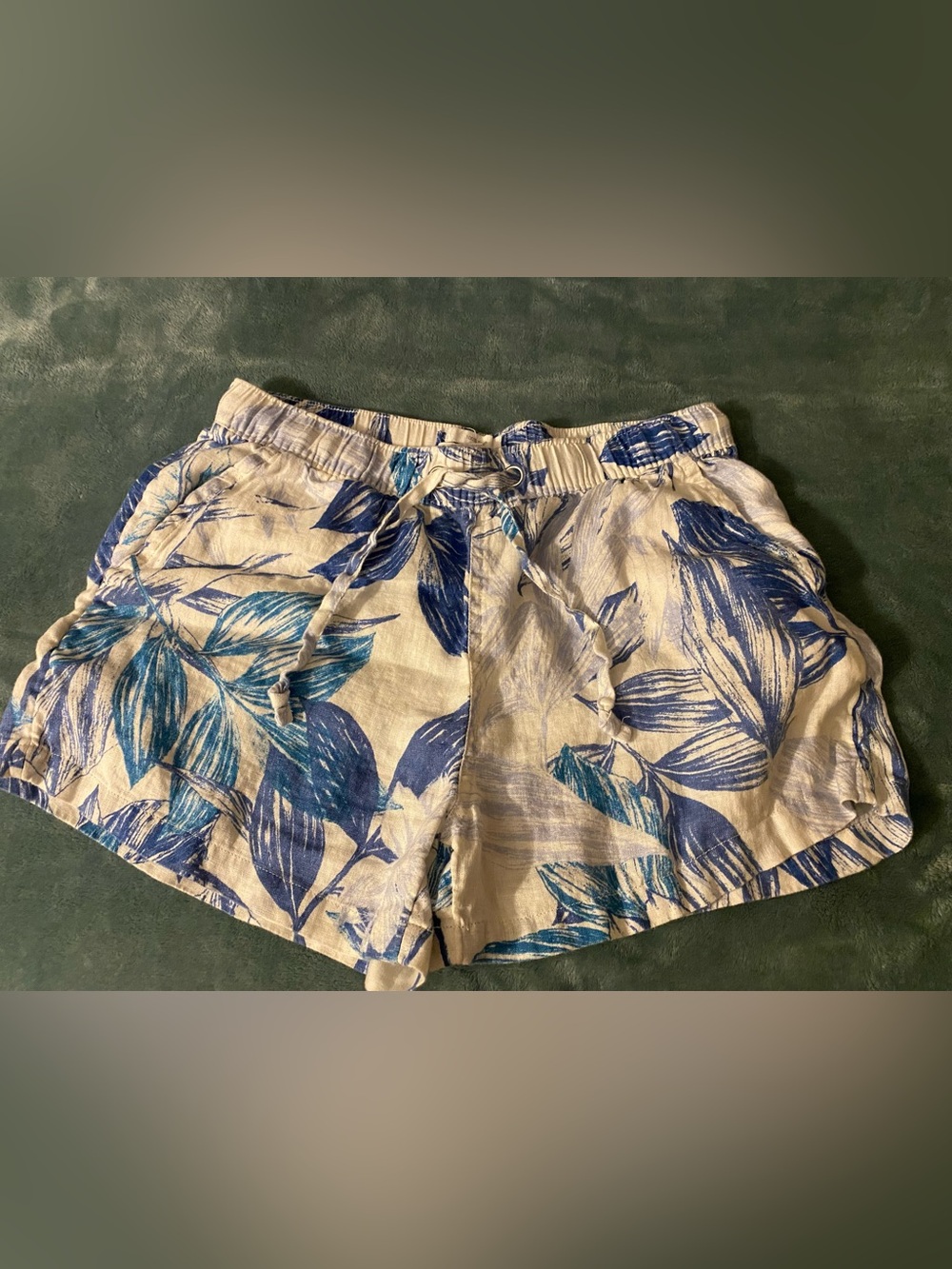 C&C California Blue Leaf Print Drawstring Shorts